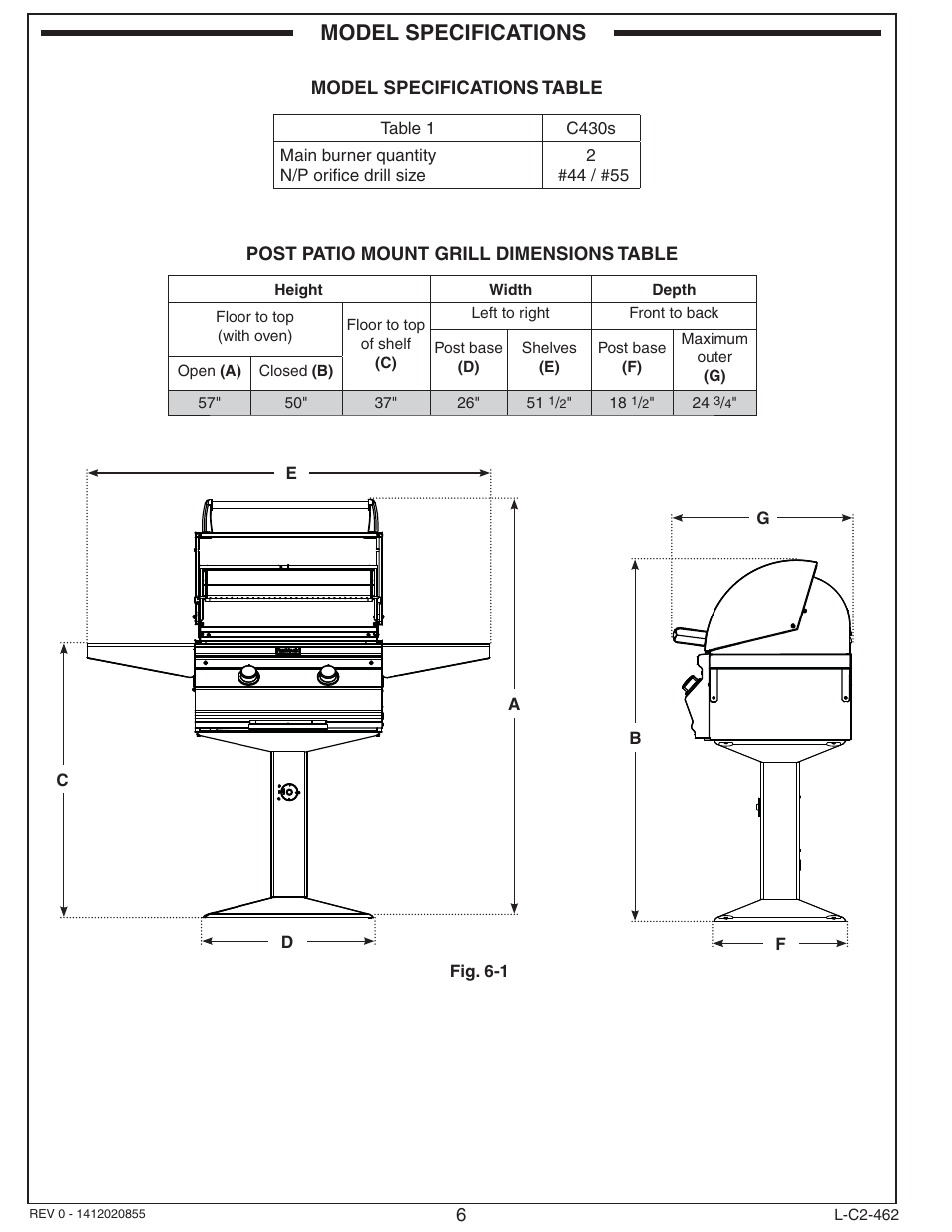 Model specifications | Fire Magic Choice Post Grills C430s User Manual | Page 6 / 30