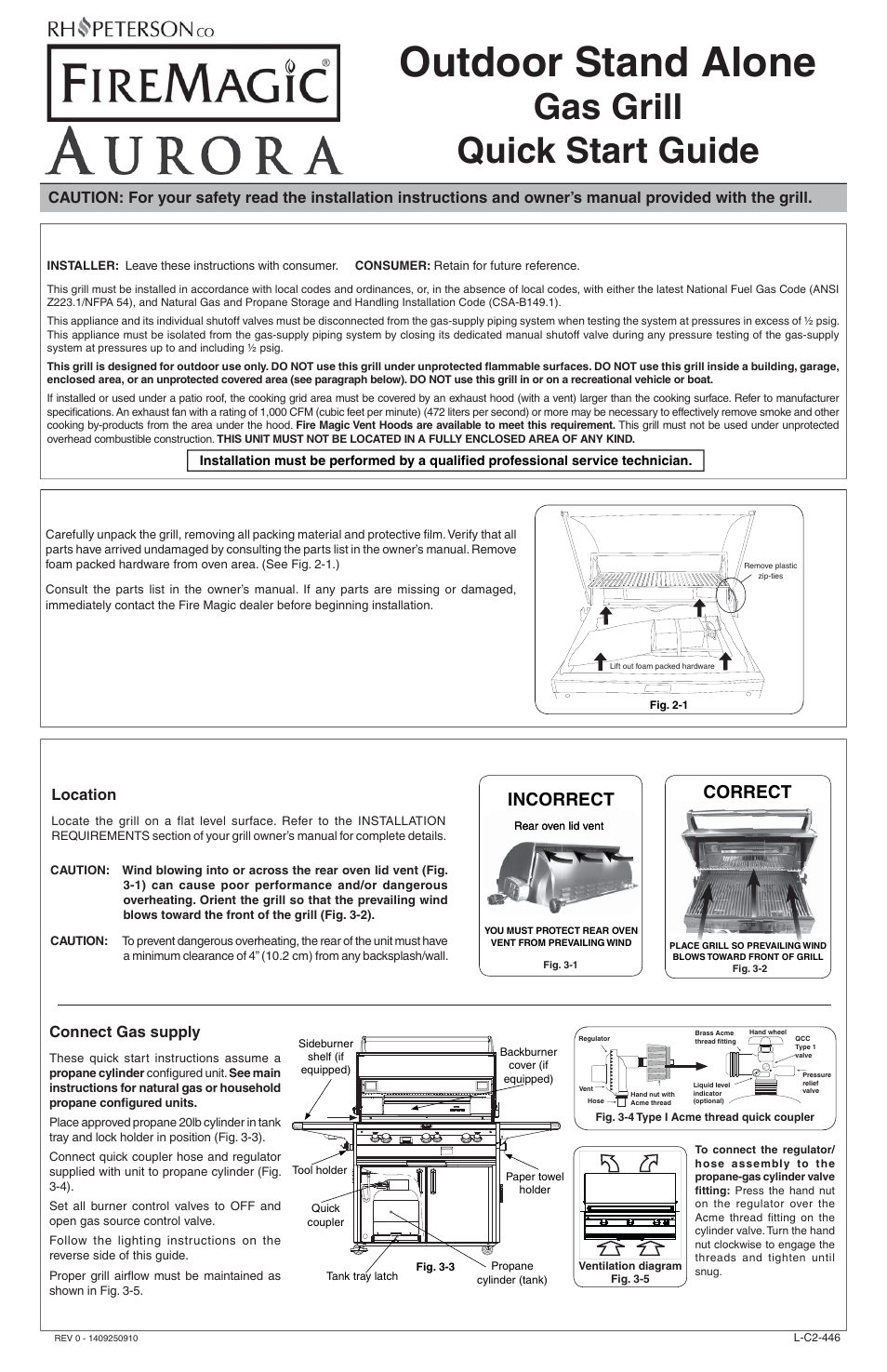 Fire Magic Aurora Stand-Alone Quick Start Guide User Manual | 2 pages