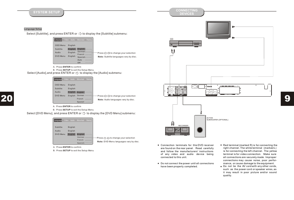 Т³гж 10, Output, Output l l sw sw coaxial s-video video r | Curtis DVD1073 User Manual | Page 10 / 15