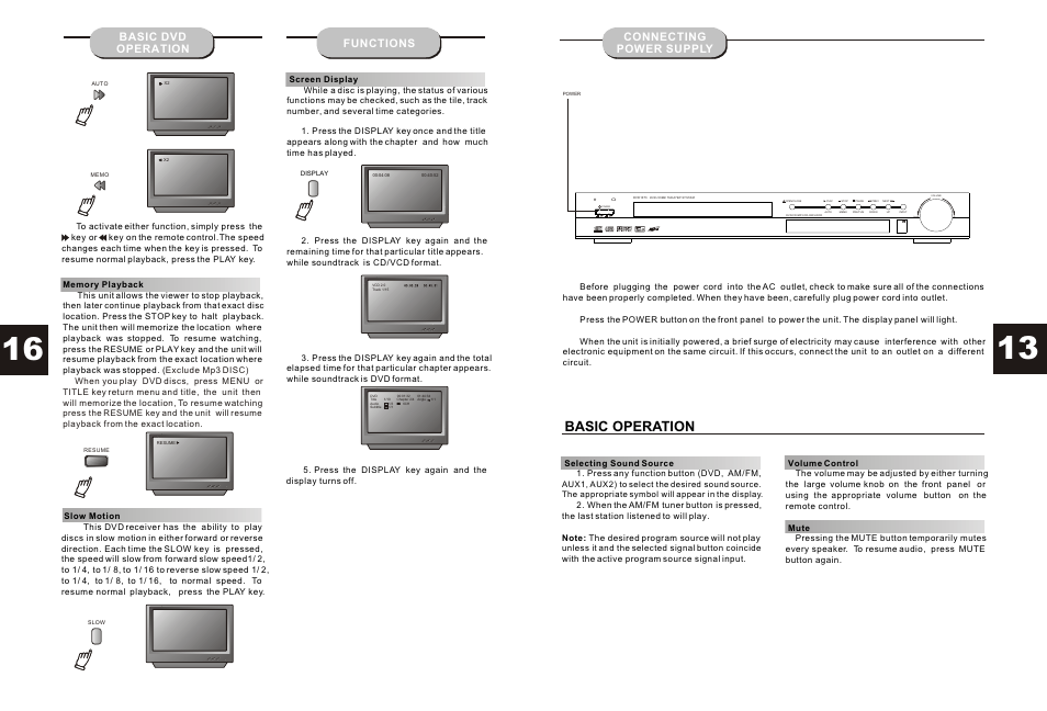 Т³гж 14, Down up, Basic operation | Curtis DVD1073 User Manual | Page 14 / 15