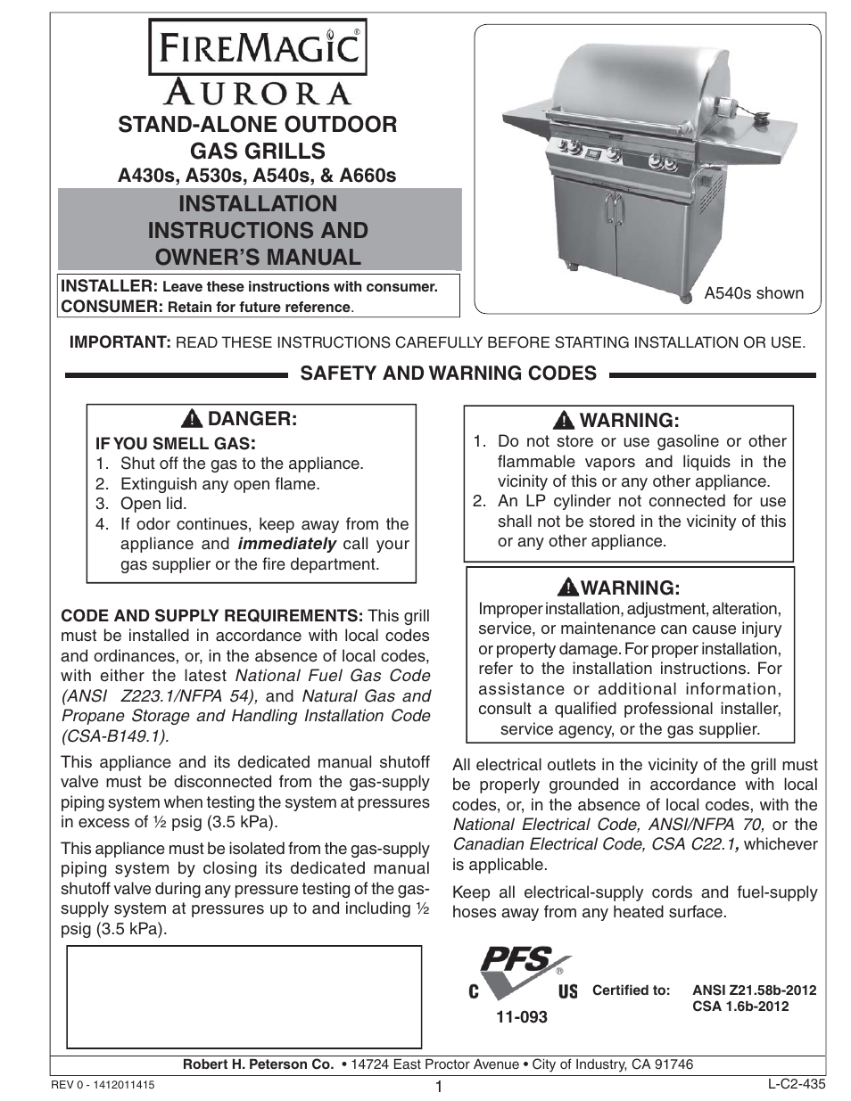 Fire Magic Aurora Combined Stand-alone User Manual | 36 pages