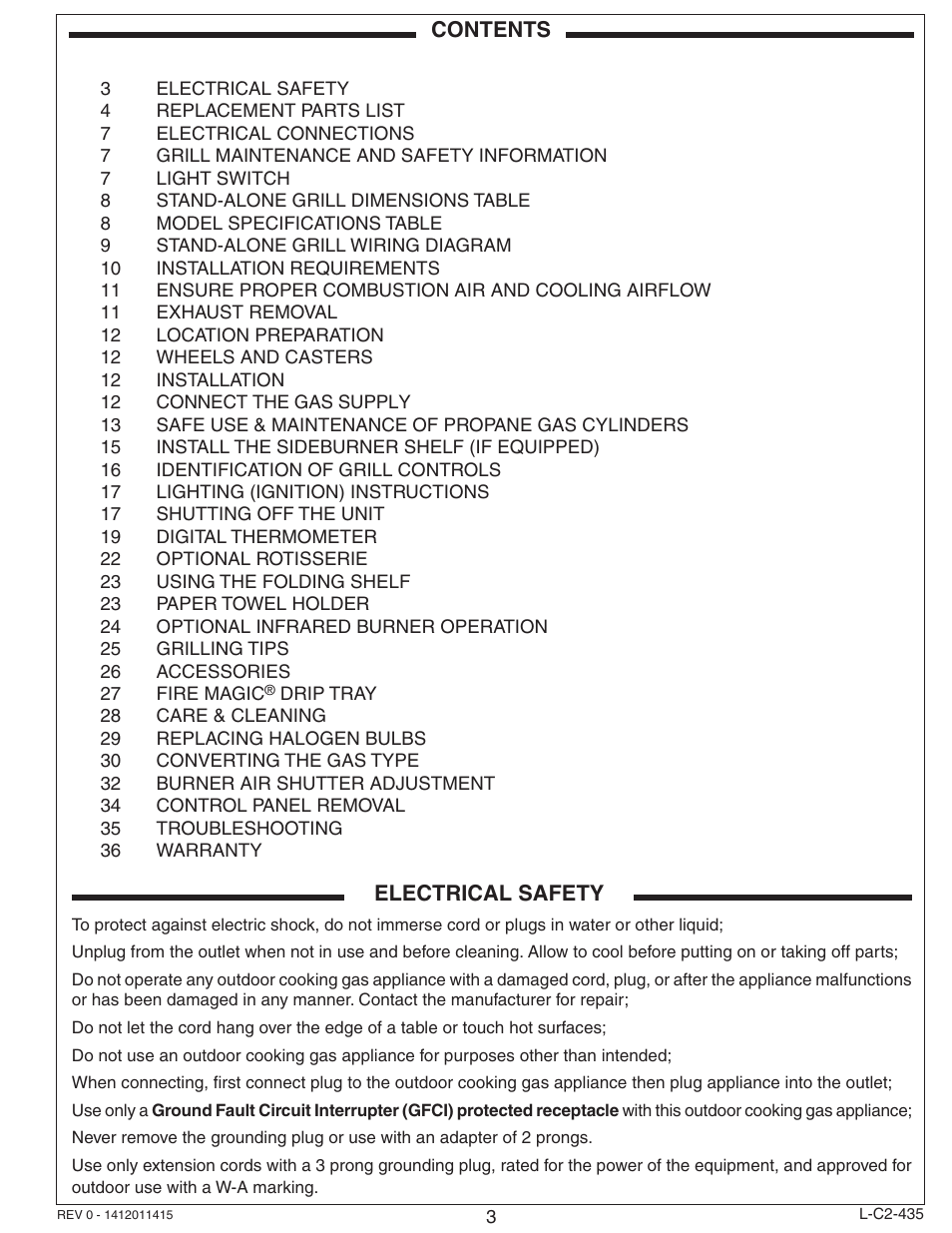 Fire Magic Aurora Combined Stand-alone User Manual | Page 3 / 36