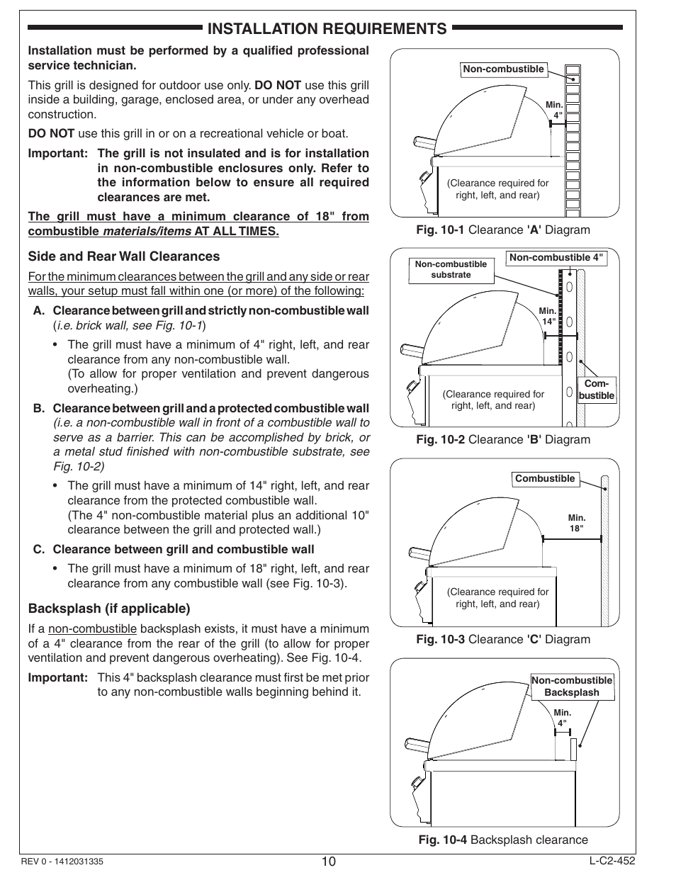 Installation requirements | Fire Magic Aurora Built-In Combo Grill A830i User Manual | Page 10 / 34