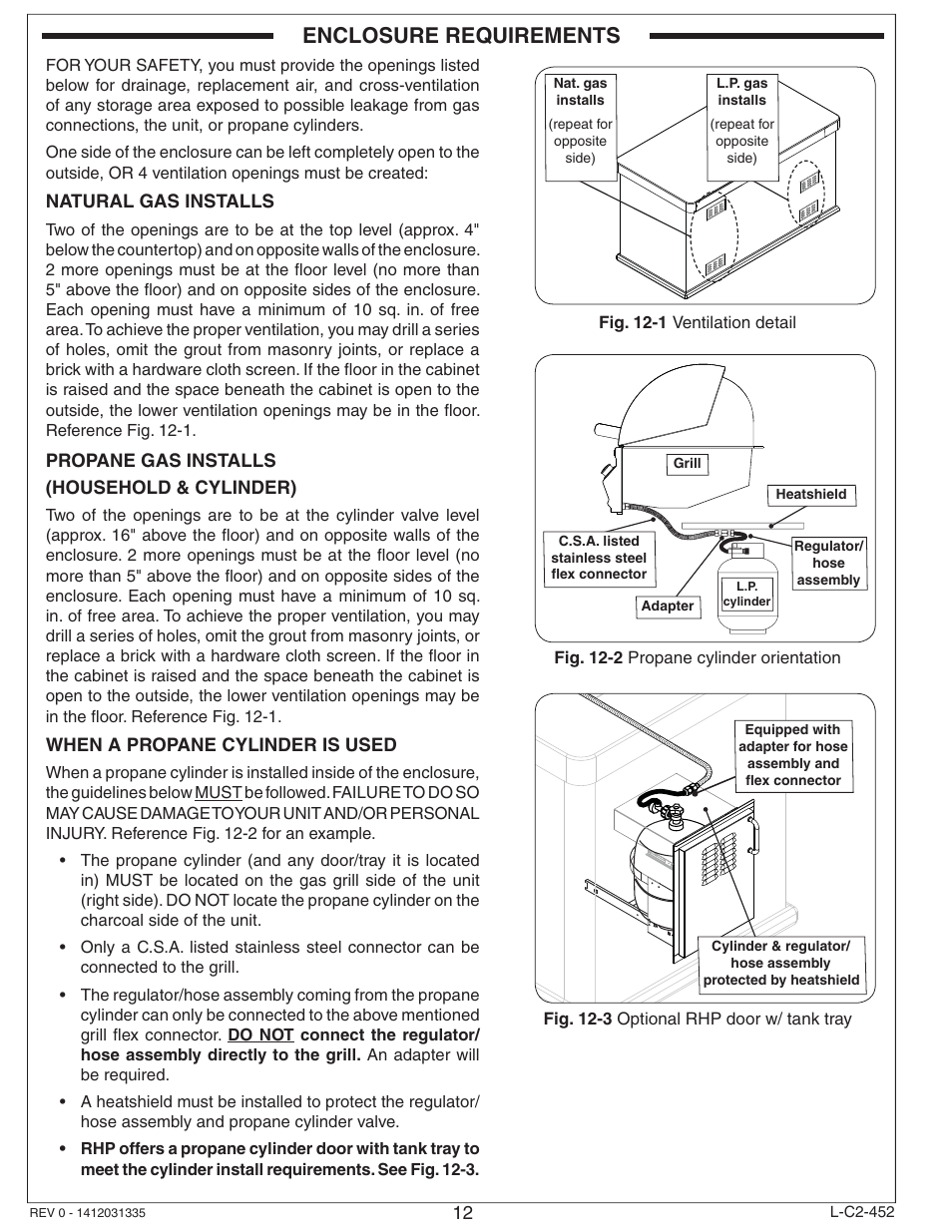Enclosure requirements | Fire Magic Aurora Built-In Combo Grill A830i User Manual | Page 12 / 34