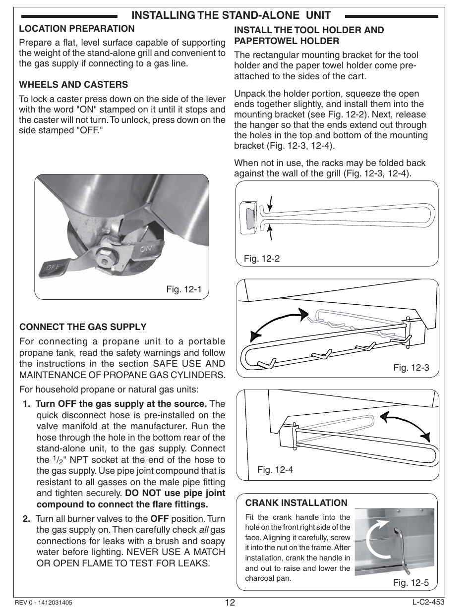 Installing the stand-alone unit | Fire Magic Aurora Stand Alone Combo Grill A830s User Manual | Page 12 / 34