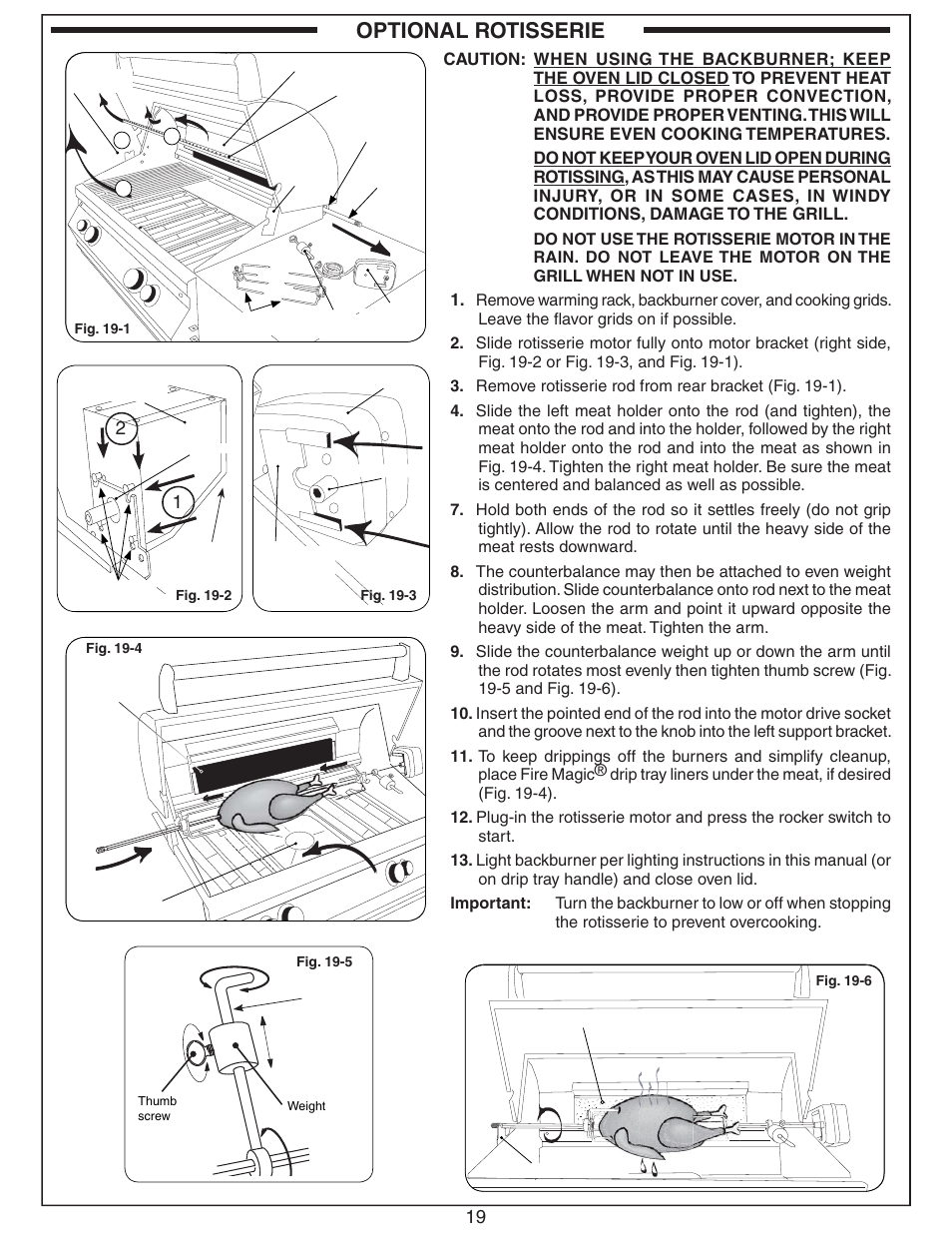 Optional rotisserie | Fire Magic Aurora Stand Alone Combo Grill A830s User Manual | Page 19 / 34