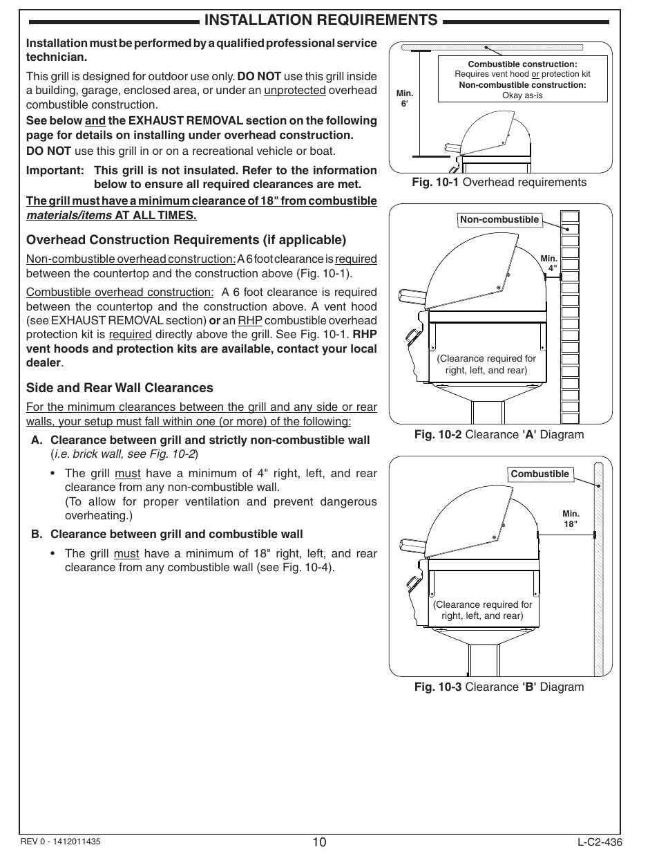 Installation requirements | Fire Magic Aurora Combined Stand-alone Post A430s User Manual | Page 10 / 38