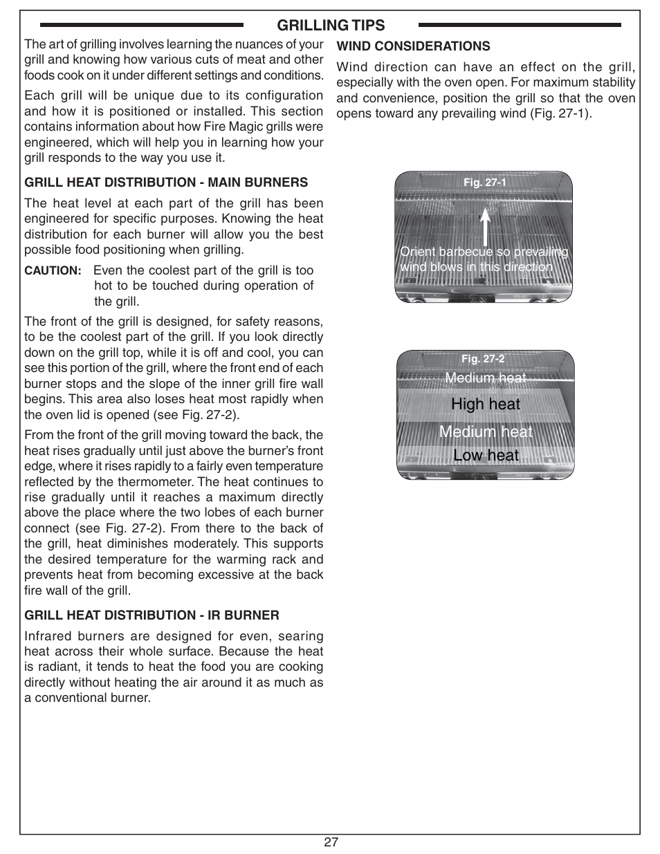 Medium heat, High heat low heat | Fire Magic Aurora Combined Stand-alone Post A430s User Manual | Page 27 / 38