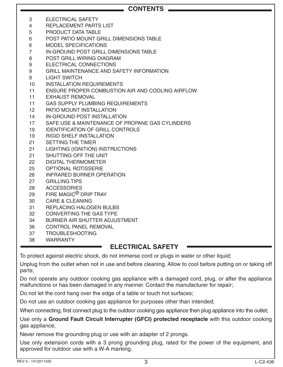 Fire Magic Aurora Combined Stand-alone Post A430s User Manual | Page 3 / 38