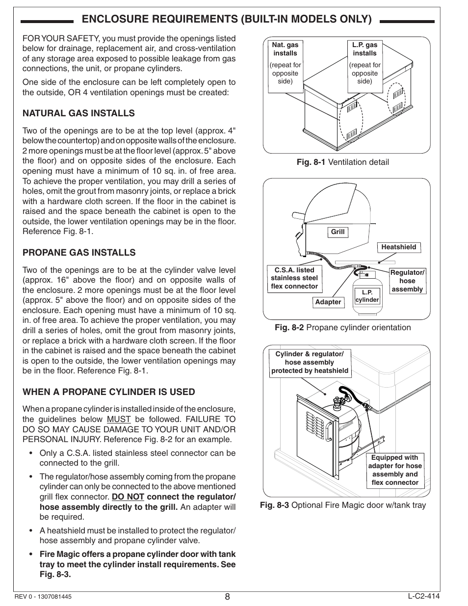 Enclosure requirements (built-in models only) | Fire Magic Aurora Multi-Housing Built-In Grill A430i-1E1(N,P)-01 User Manual | Page 8 / 22