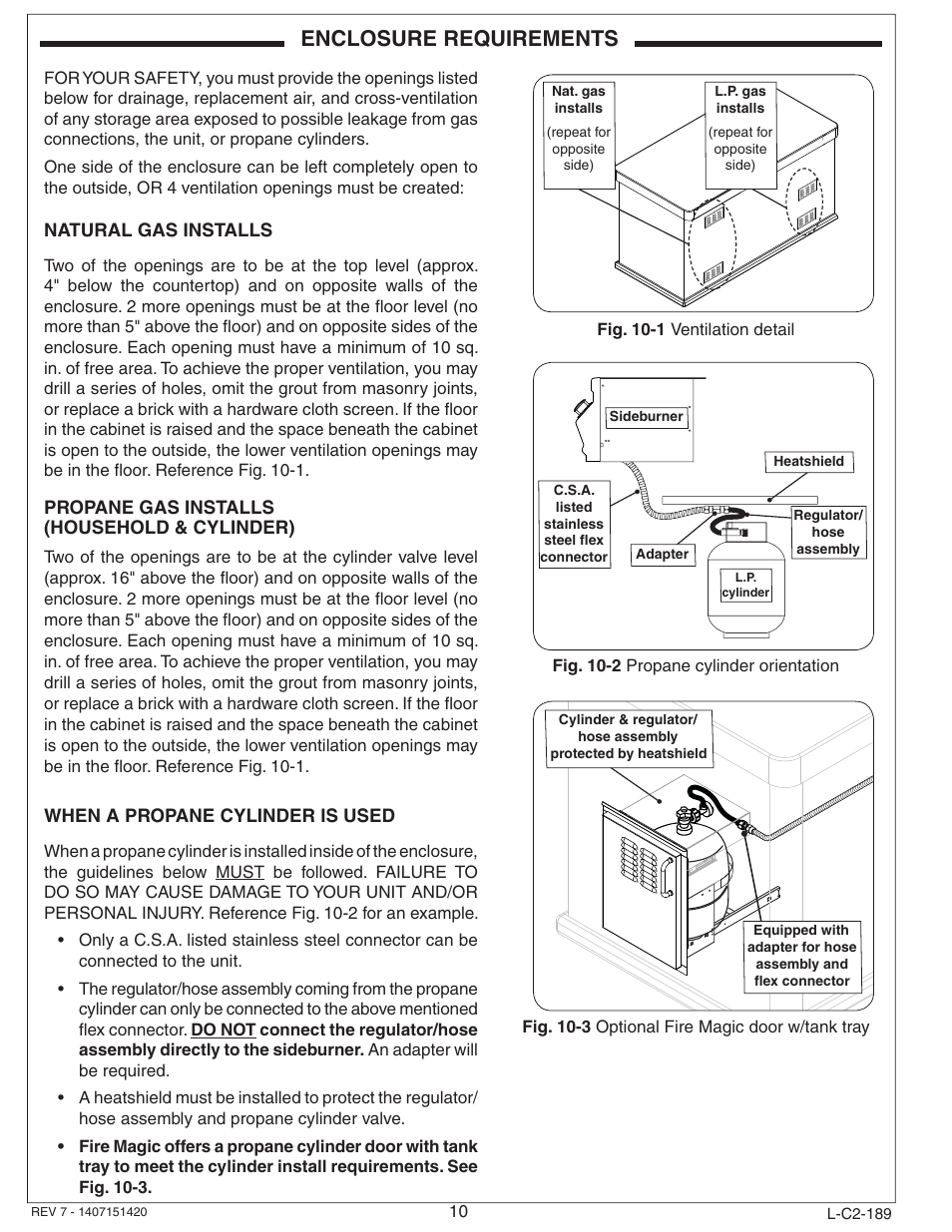 Enclosure requirements | Fire Magic Aurora Single Sideburner Slide-in 3279 Series User Manual | Page 10 / 22