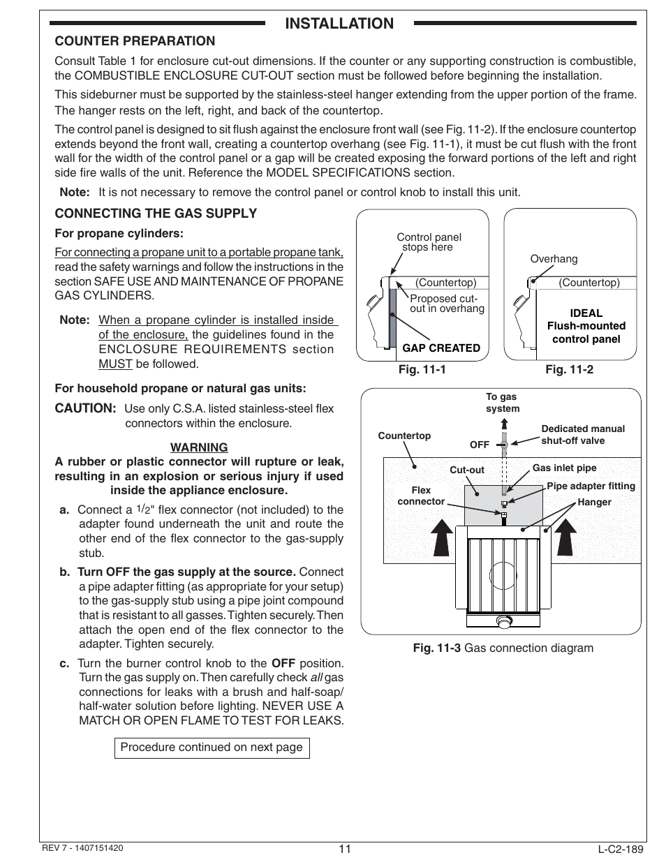 Installation | Fire Magic Aurora Single Sideburner Slide-in 3279 Series User Manual | Page 11 / 22
