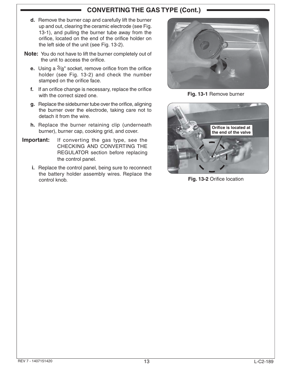 Converting the gas type (cont.) | Fire Magic Aurora Single Sideburner Slide-in 3279 Series User Manual | Page 13 / 22