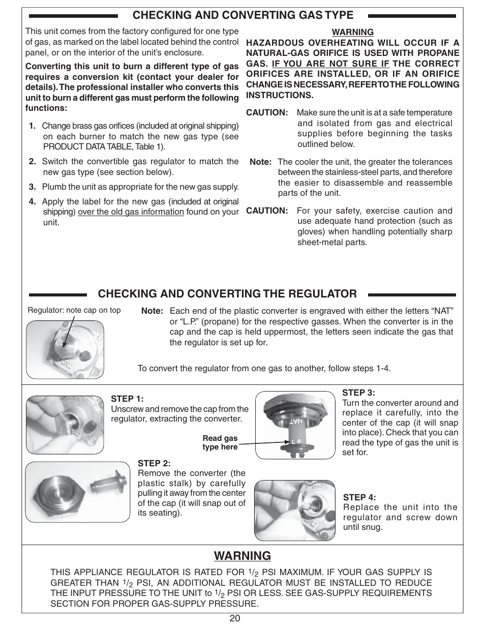 Warning | Fire Magic Aurora Single Sideburner Slide-in 3279 Series User Manual | Page 20 / 22