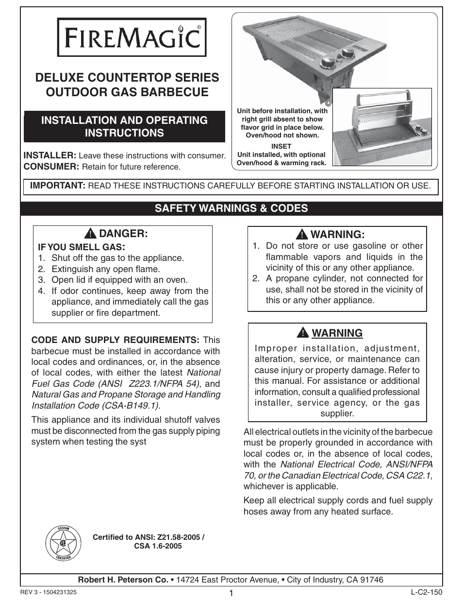 Fire Magic Deluxe Countertop User Manual | 18 pages