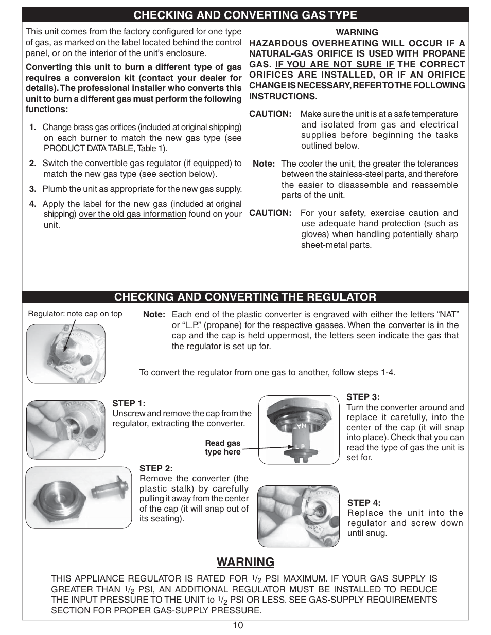 Warning | Fire Magic Deluxe Countertop User Manual | Page 10 / 18
