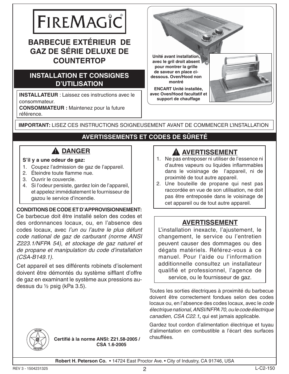 Fire Magic Deluxe Countertop User Manual | Page 2 / 18