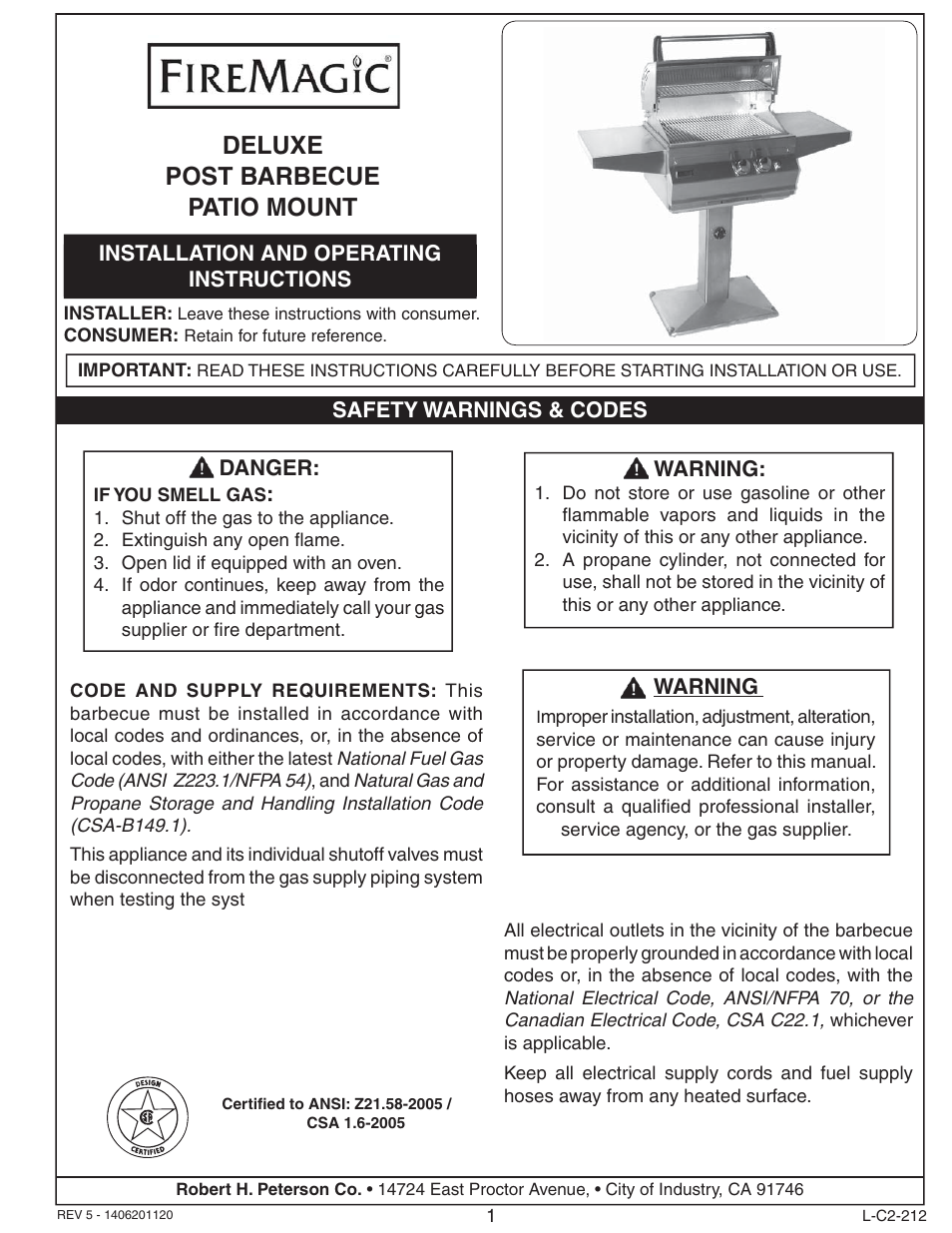 Fire Magic Deluxe Post Barbecue Patio Mount User Manual | 20 pages