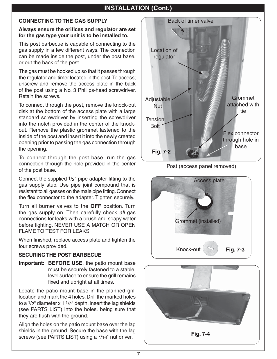 Installation (cont.) | Fire Magic Deluxe Post Barbecue Patio Mount User Manual | Page 7 / 20