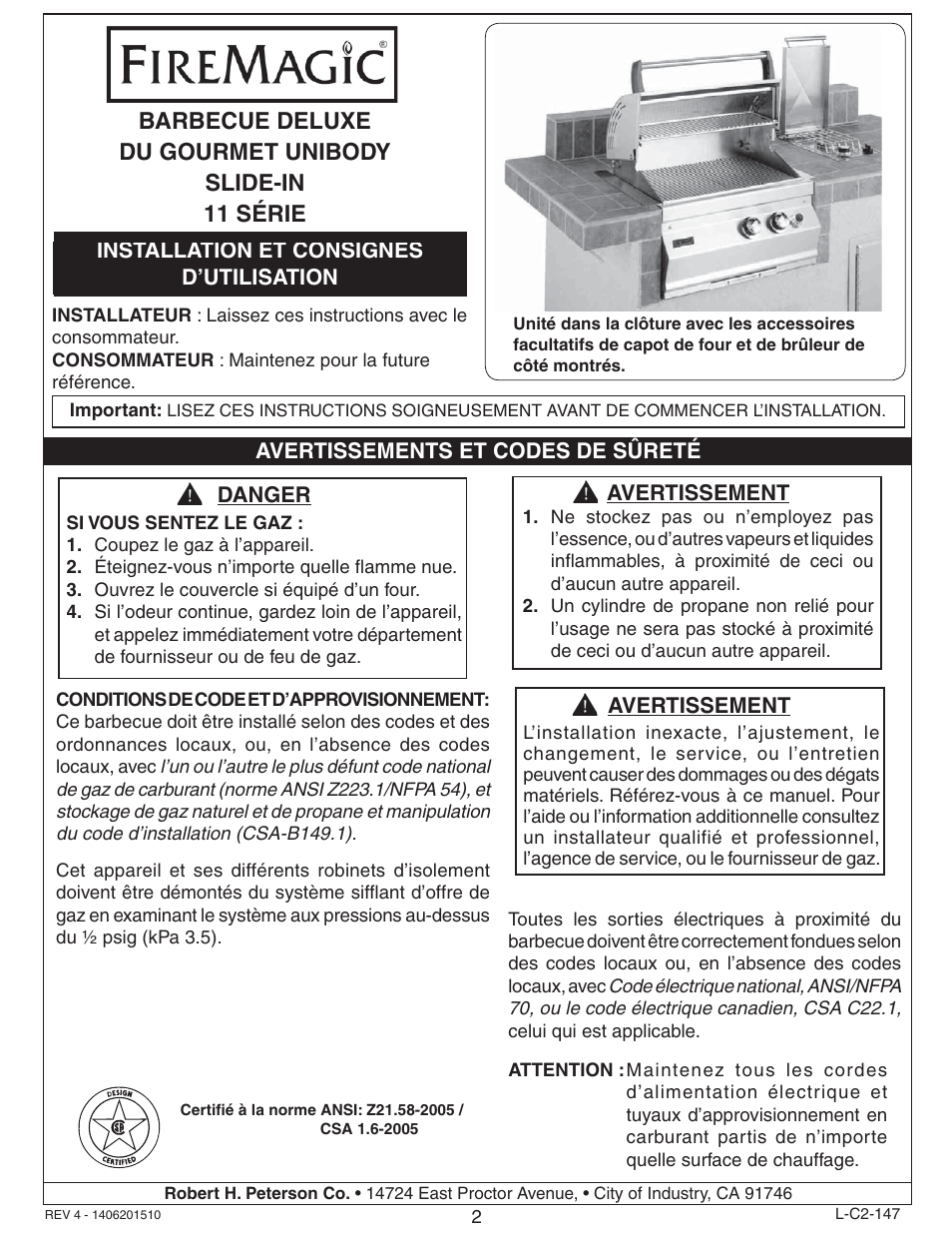 Fire Magic Deluxe Gourmet Unibody Slide-In 11 Series User Manual | Page 2 / 20
