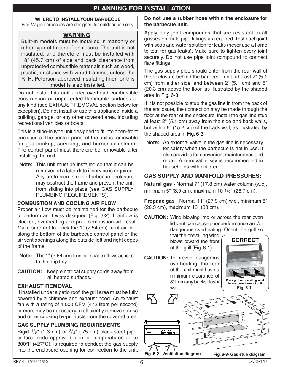 Planning for installation | Fire Magic Deluxe Gourmet Unibody Slide-In 11 Series User Manual | Page 6 / 20