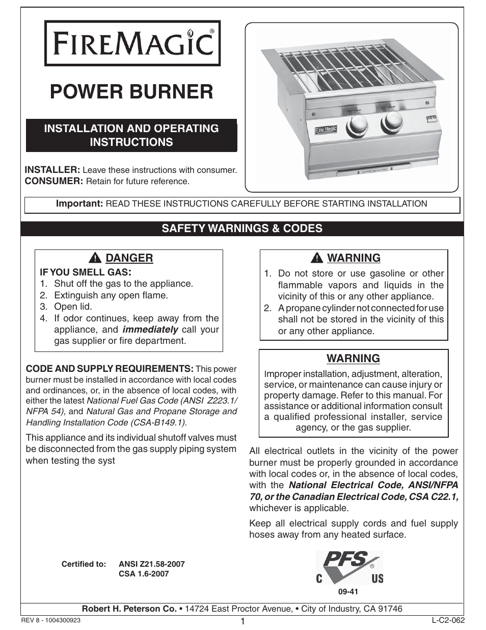 Fire Magic Gourmet Power Burner Slide-In User Manual | 16 pages