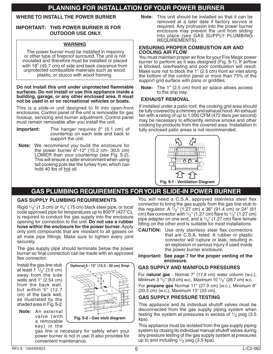 Planning for installation of your power burner | Fire Magic Gourmet Power Burner Slide-In User Manual | Page 5 / 16
