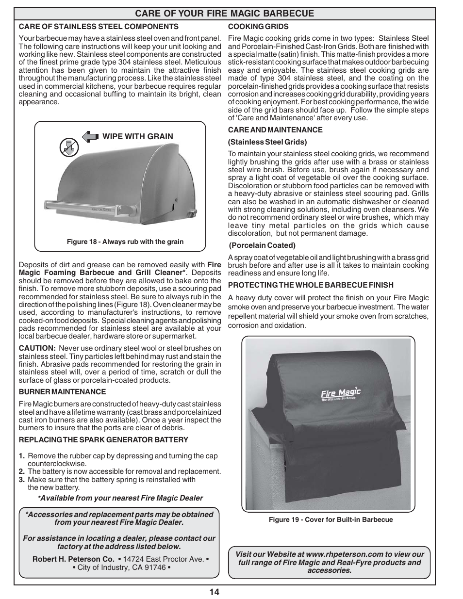 Fire Magic Custom Gourmet Unibody Series 12 & 13 User Manual | Page 14 / 16