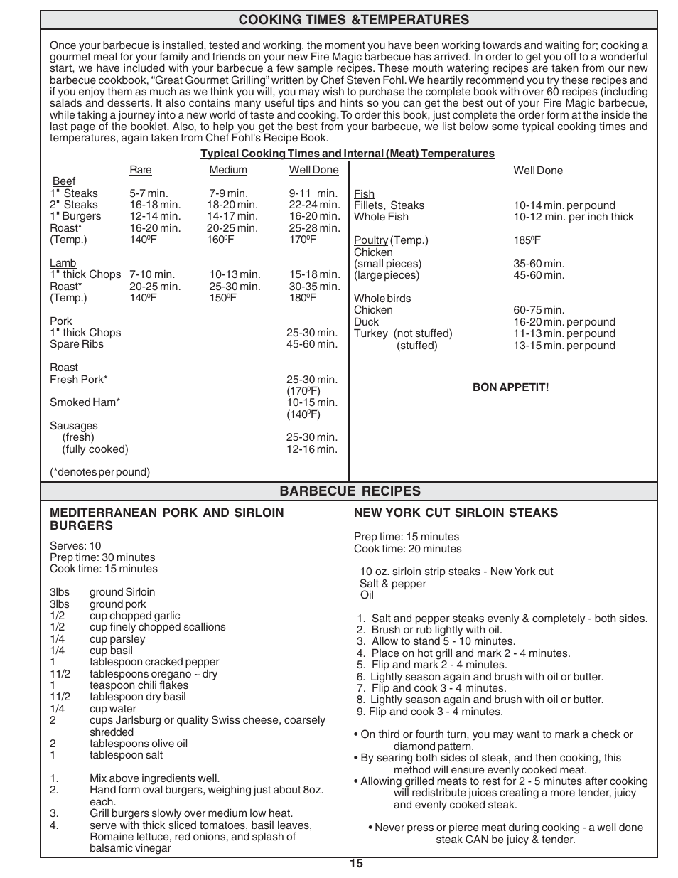 Fire Magic Custom Gourmet Unibody Series 12 & 13 User Manual | Page 15 / 16