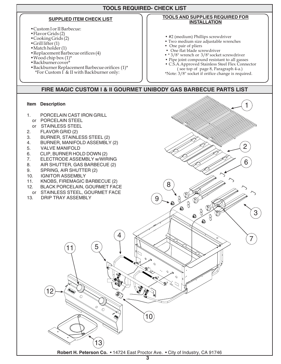 Fire Magic Custom Gourmet Unibody Series 12 & 13 User Manual | Page 3 / 16