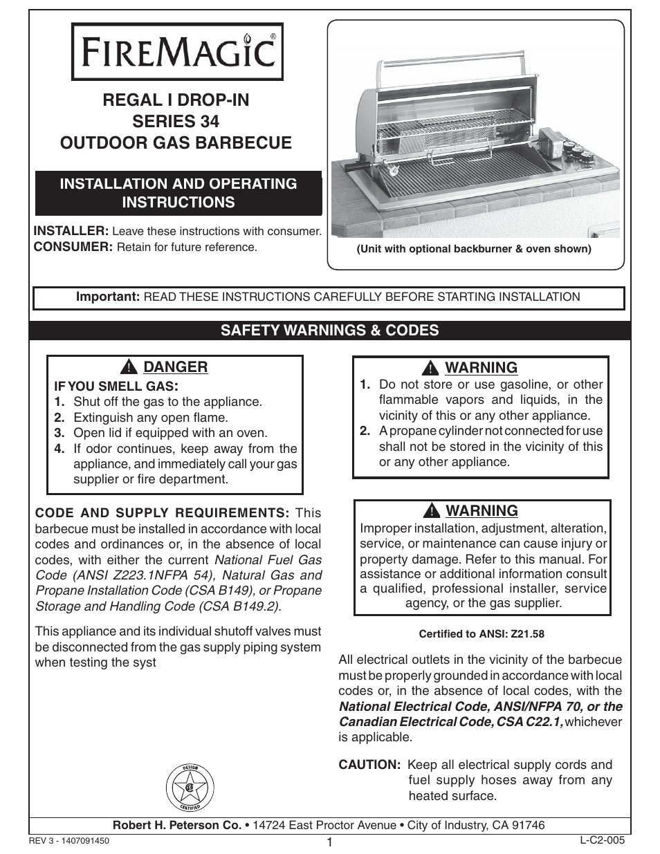 Fire Magic Regal I 34 series Drop In User Manual | 26 pages