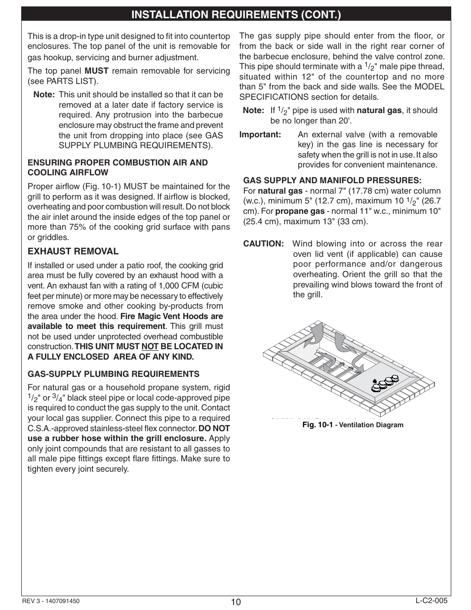 Installation requirements (cont.) | Fire Magic Regal I 34 series Drop In User Manual | Page 10 / 26