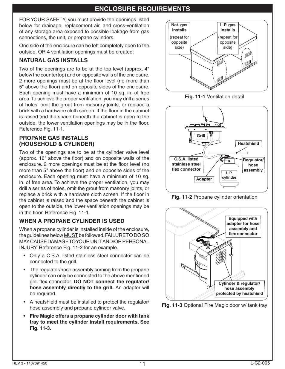 Enclosure requirements | Fire Magic Regal I 34 series Drop In User Manual | Page 11 / 26