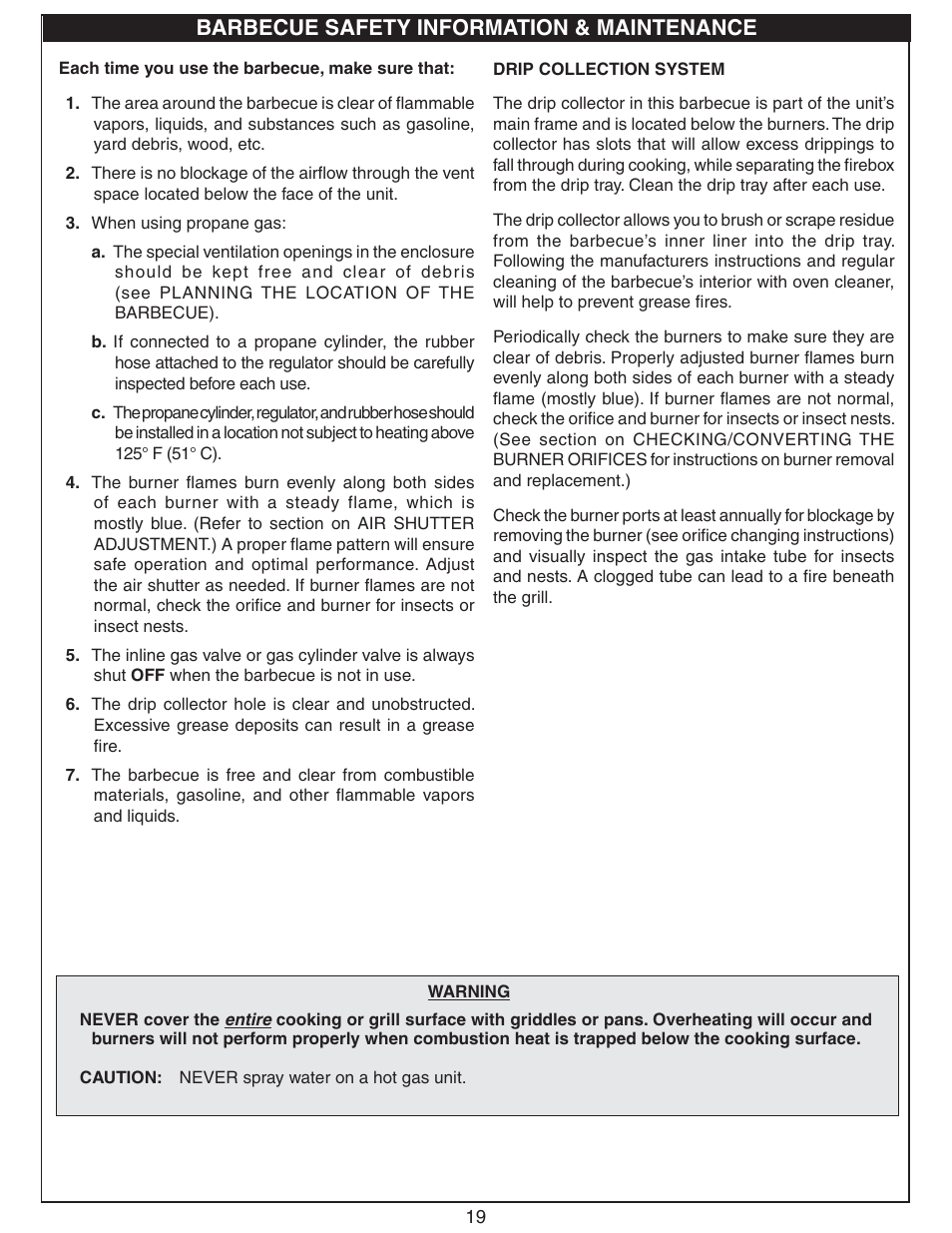 Barbecue safety information & maintenance | Fire Magic Regal I 34 series Drop In User Manual | Page 19 / 26