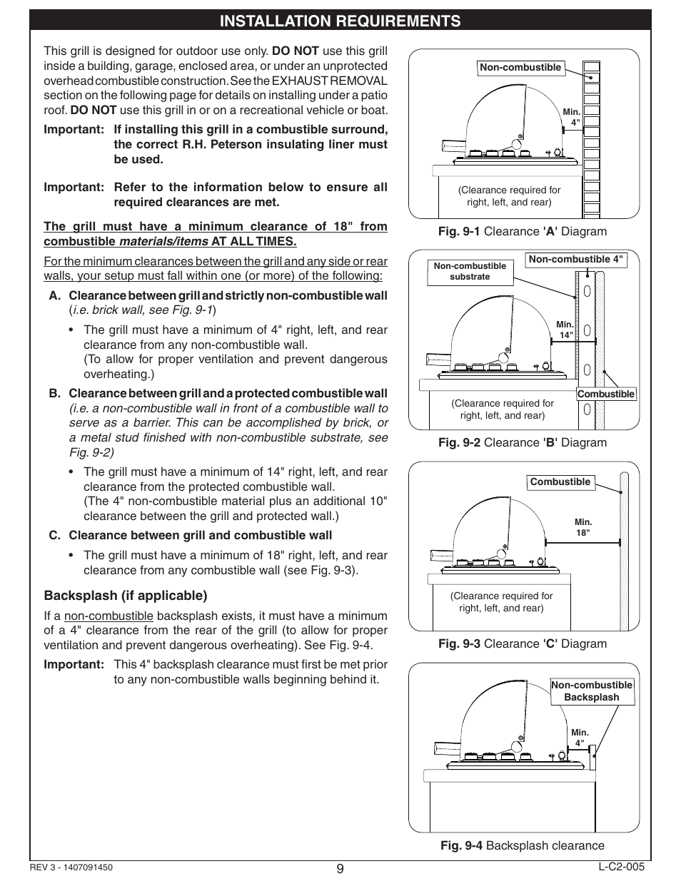 Installation requirements | Fire Magic Regal I 34 series Drop In User Manual | Page 9 / 26