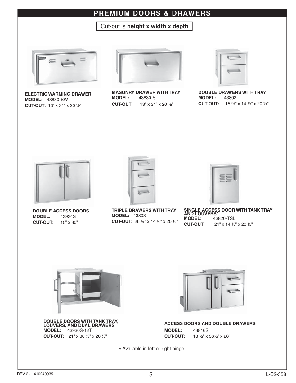 Fire Magic 53830-S Door and Drawer Common Instructions User Manual | Page 5 / 12