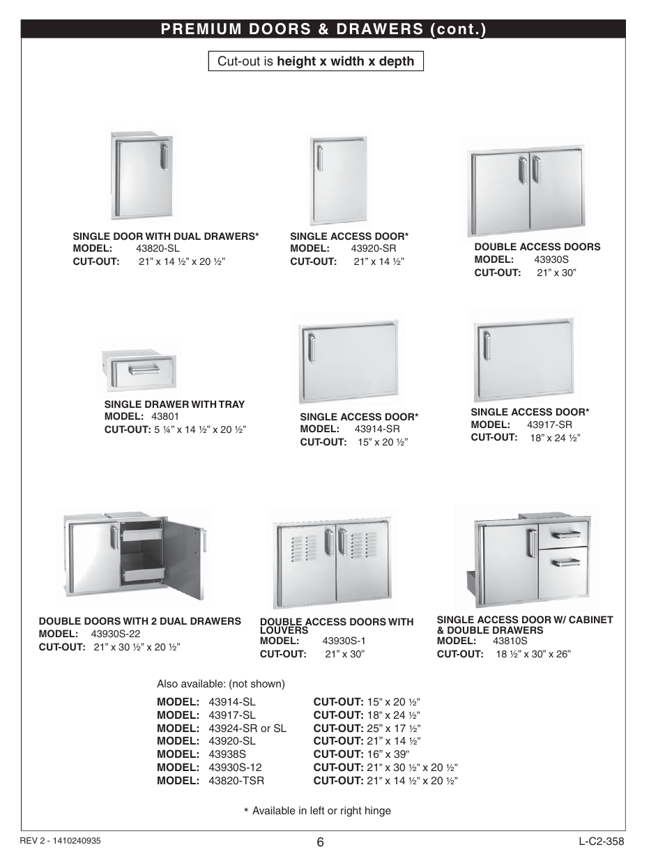 Fire Magic 53830-S Door and Drawer Common Instructions User Manual | Page 6 / 12