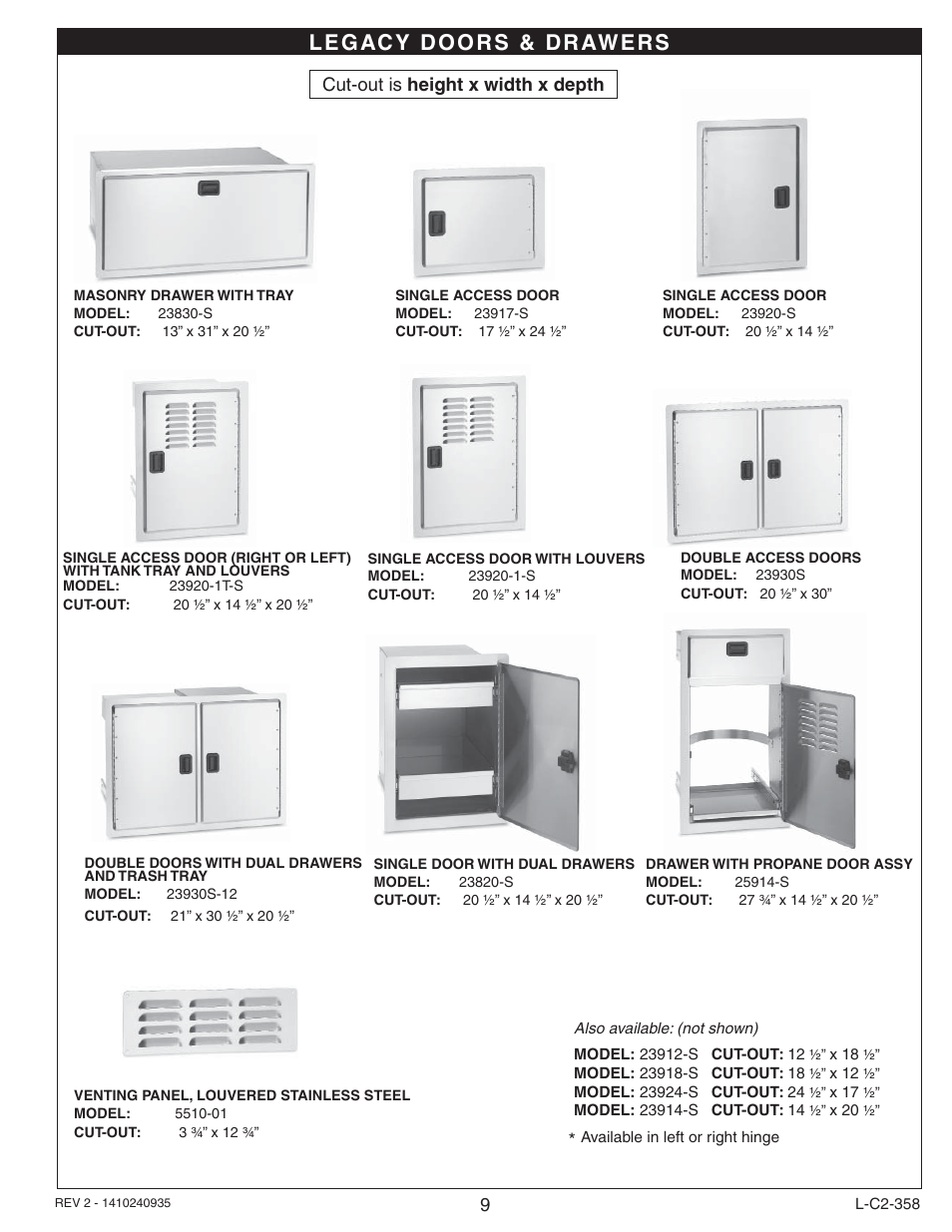 Fire Magic 53830-S Door and Drawer Common Instructions User Manual | Page 9 / 12