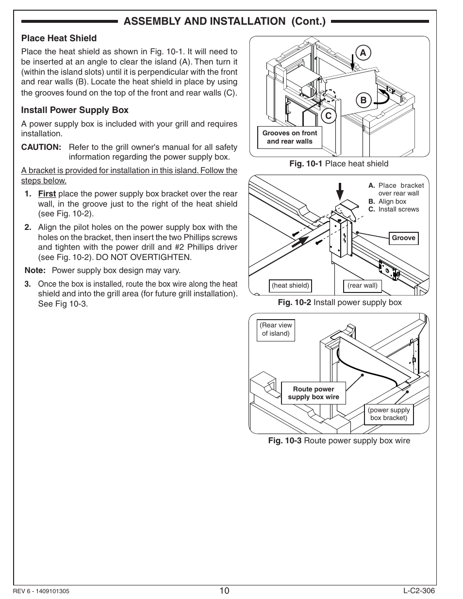 Assembly and installation (cont.) | Fire Magic DC430-XXR-75SM Island Enclosure User Manual | Page 10 / 12