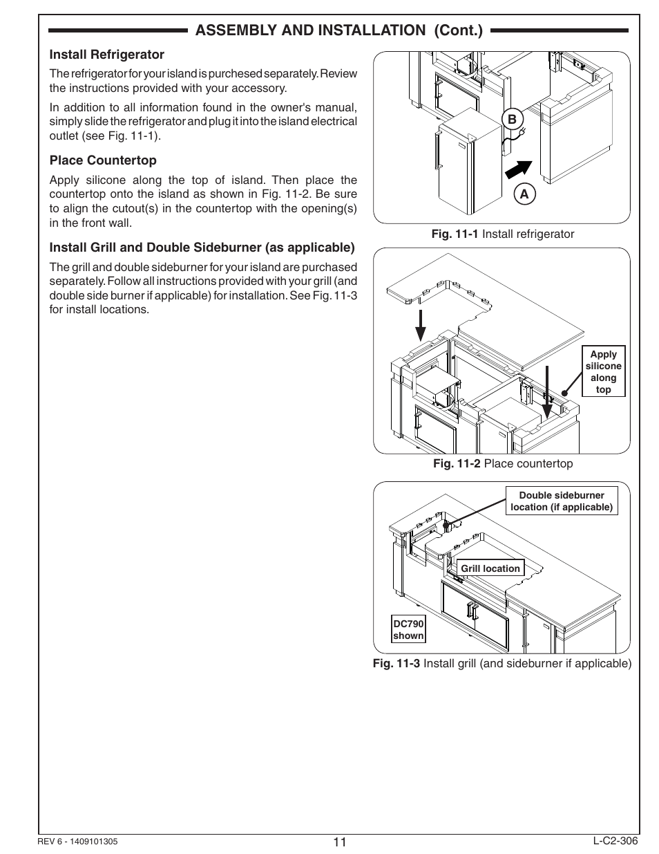 Assembly and installation (cont.) | Fire Magic DC430-XXR-75SM Island Enclosure User Manual | Page 11 / 12