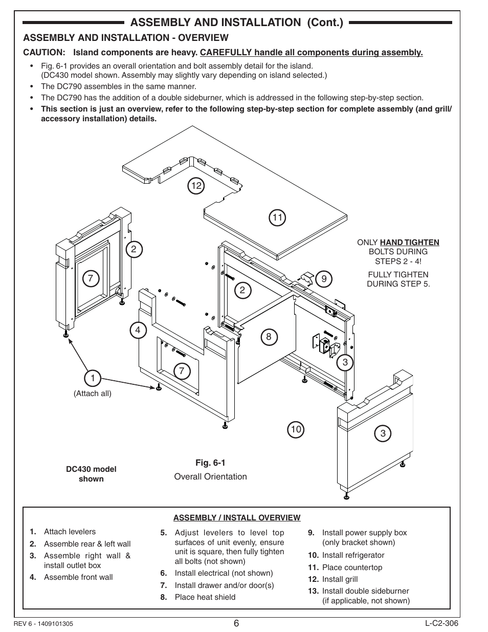 Assembly and installation (cont.) | Fire Magic DC430-XXR-75SM Island Enclosure User Manual | Page 6 / 12