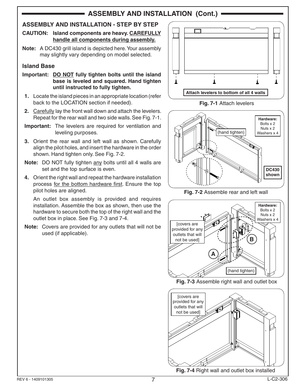 Assembly and installation (cont.) | Fire Magic DC430-XXR-75SM Island Enclosure User Manual | Page 7 / 12