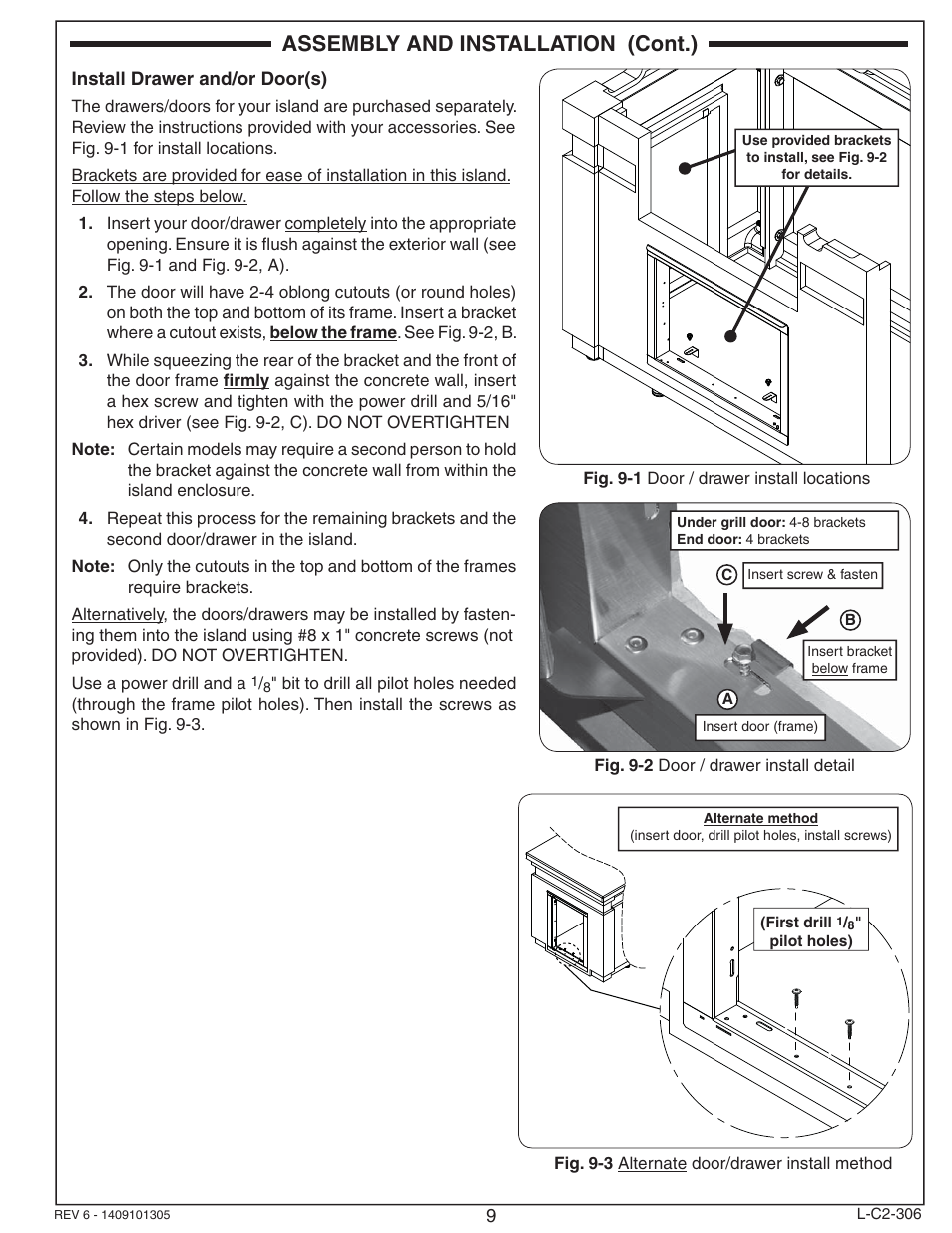 Assembly and installation (cont.) | Fire Magic DC430-XXR-75SM Island Enclosure User Manual | Page 9 / 12