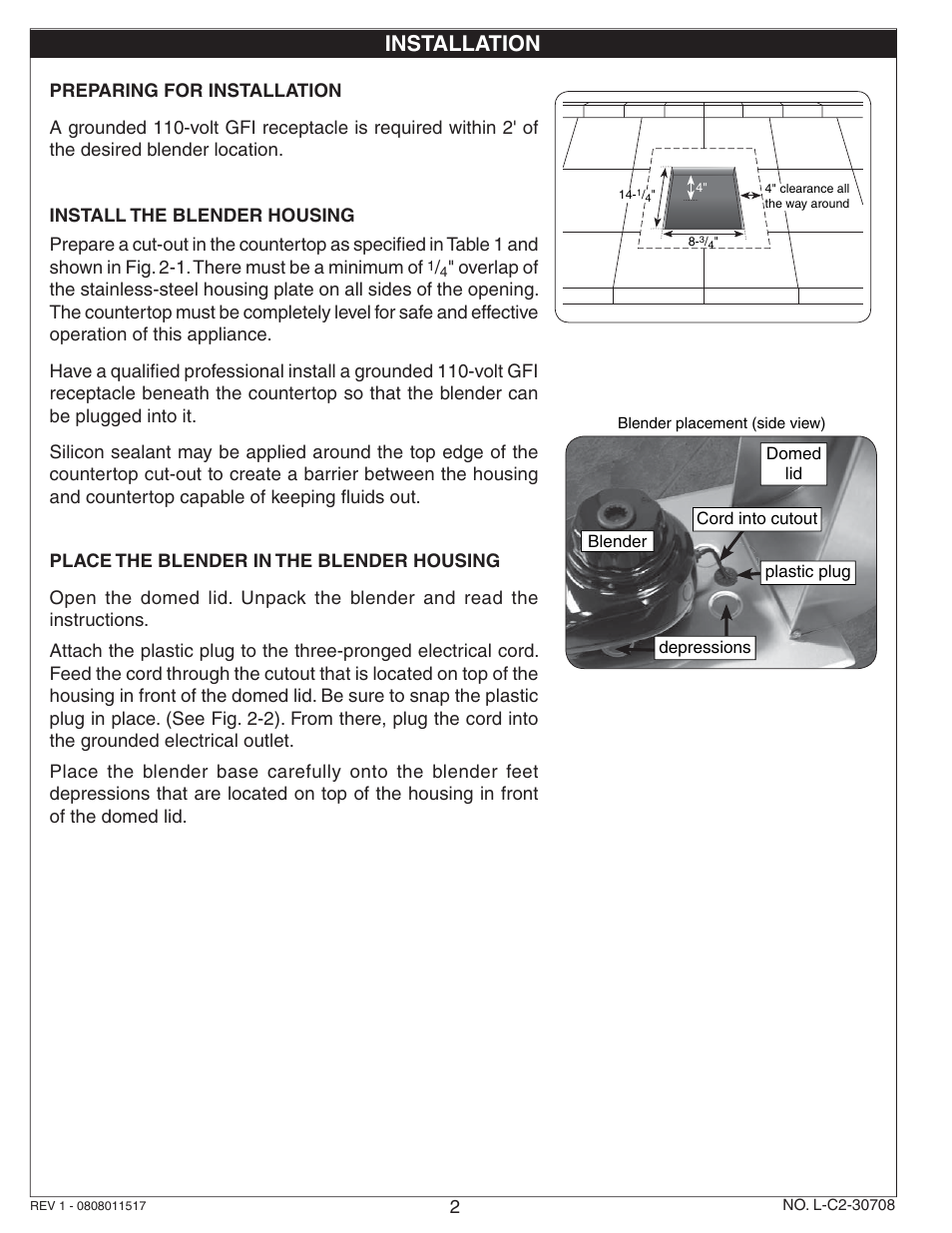 Installation | Fire Magic Island Blender User Manual | Page 2 / 4