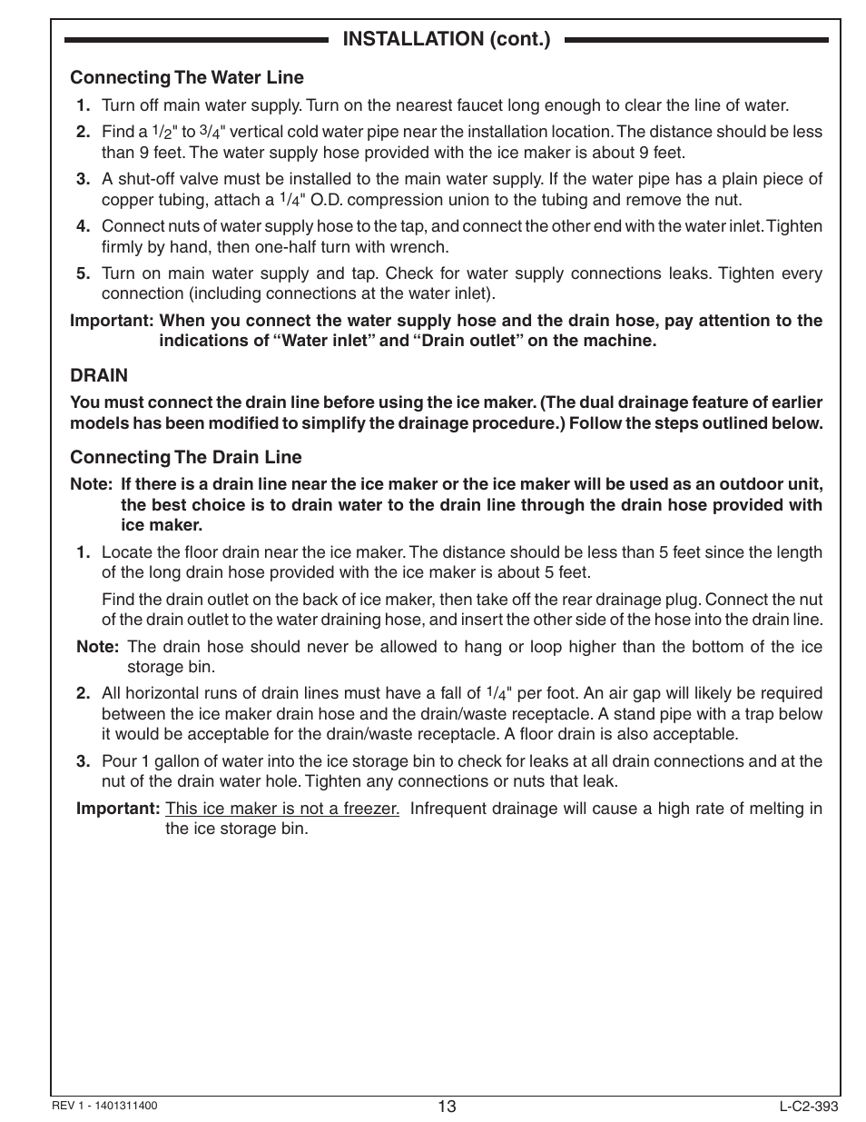 Installation (cont.) | Fire Magic 3593 New Ice Maker User Manual | Page 13 / 28