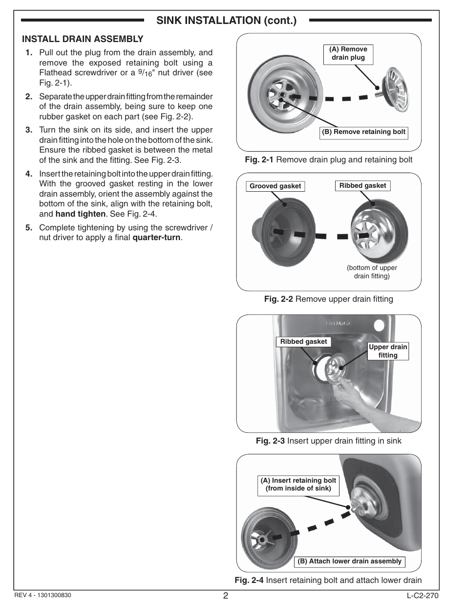 Sink installation (cont.) | Fire Magic 3587 Sink User Manual | Page 2 / 4