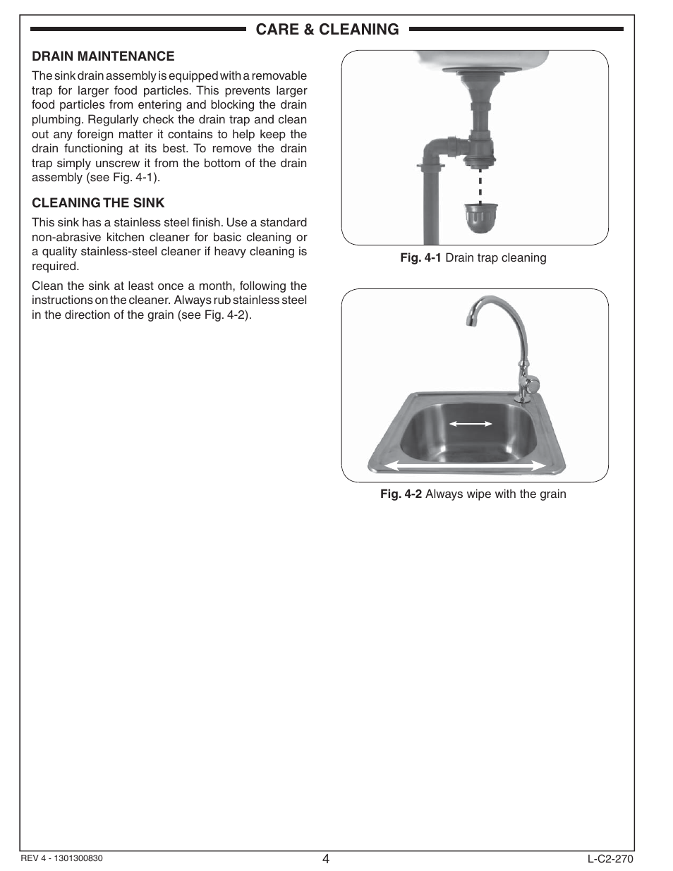 Care & cleaning | Fire Magic 3587 Sink User Manual | Page 4 / 4