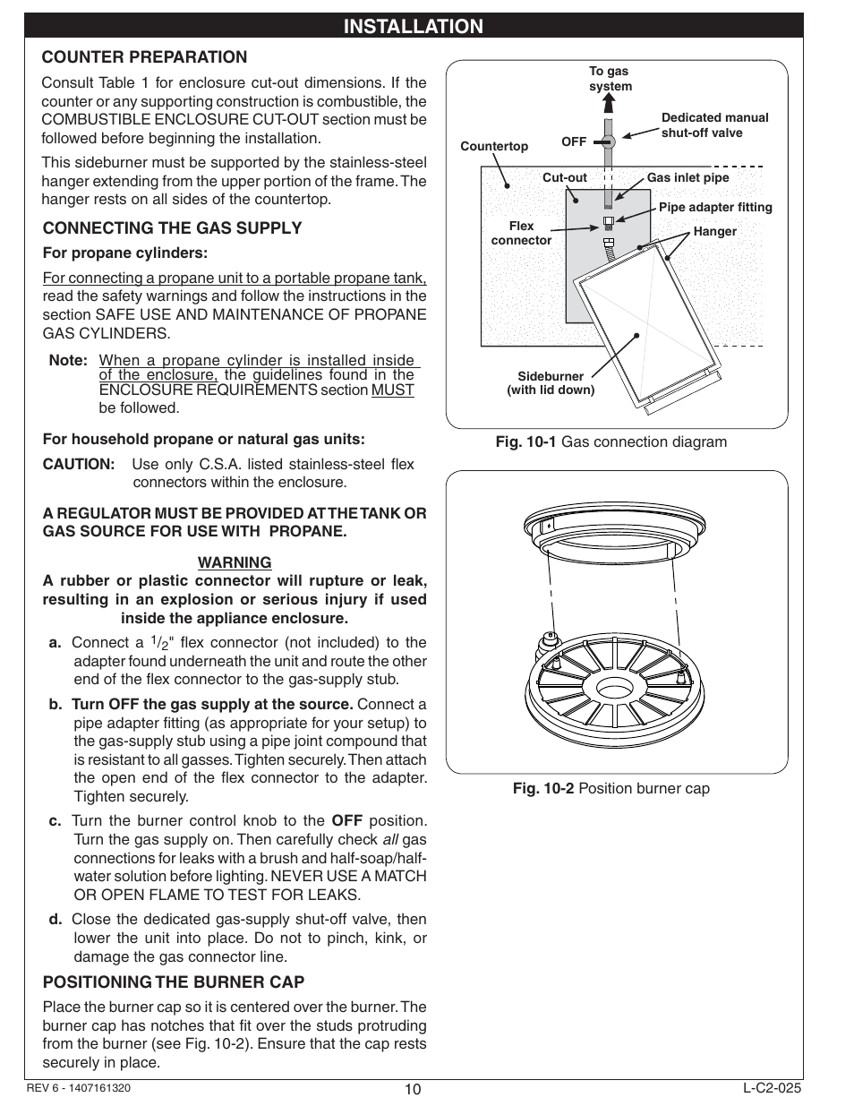Installation | Fire Magic 3280 Series Sideburner User Manual | Page 10 / 18
