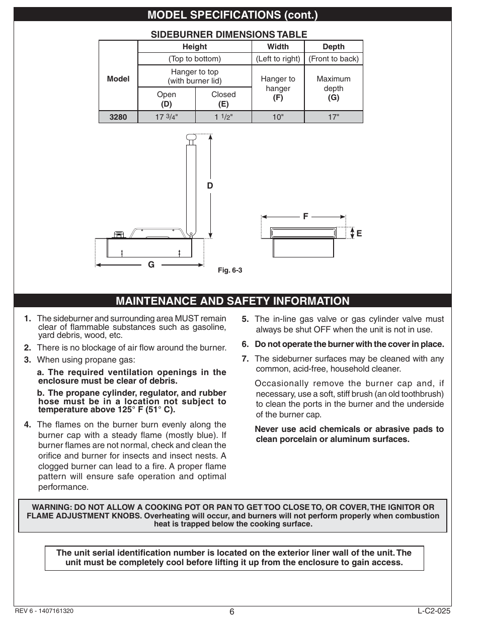 Fire Magic 3280 Series Sideburner User Manual | Page 6 / 18