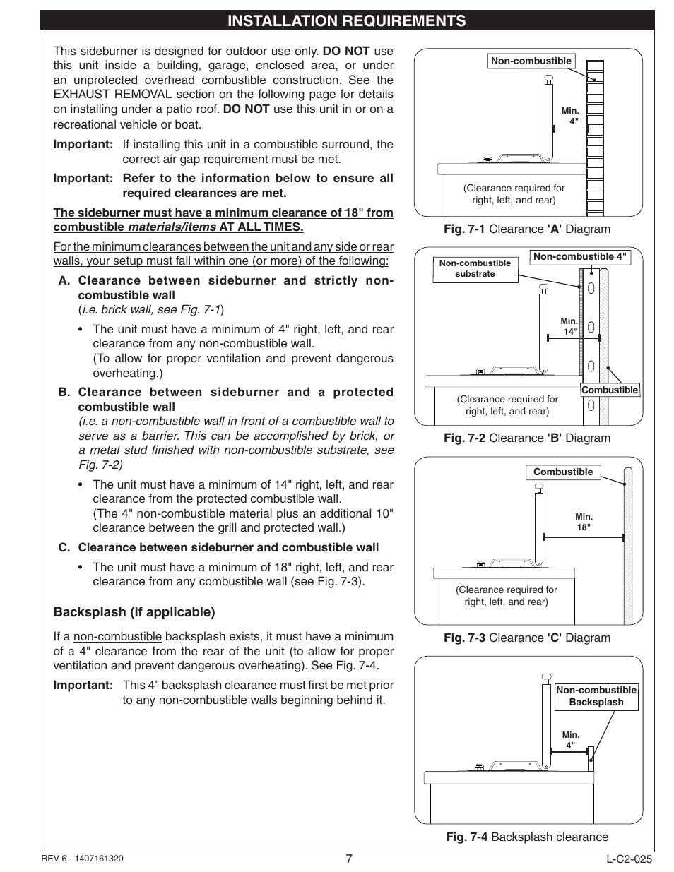 Installation requirements | Fire Magic 3280 Series Sideburner User Manual | Page 7 / 18